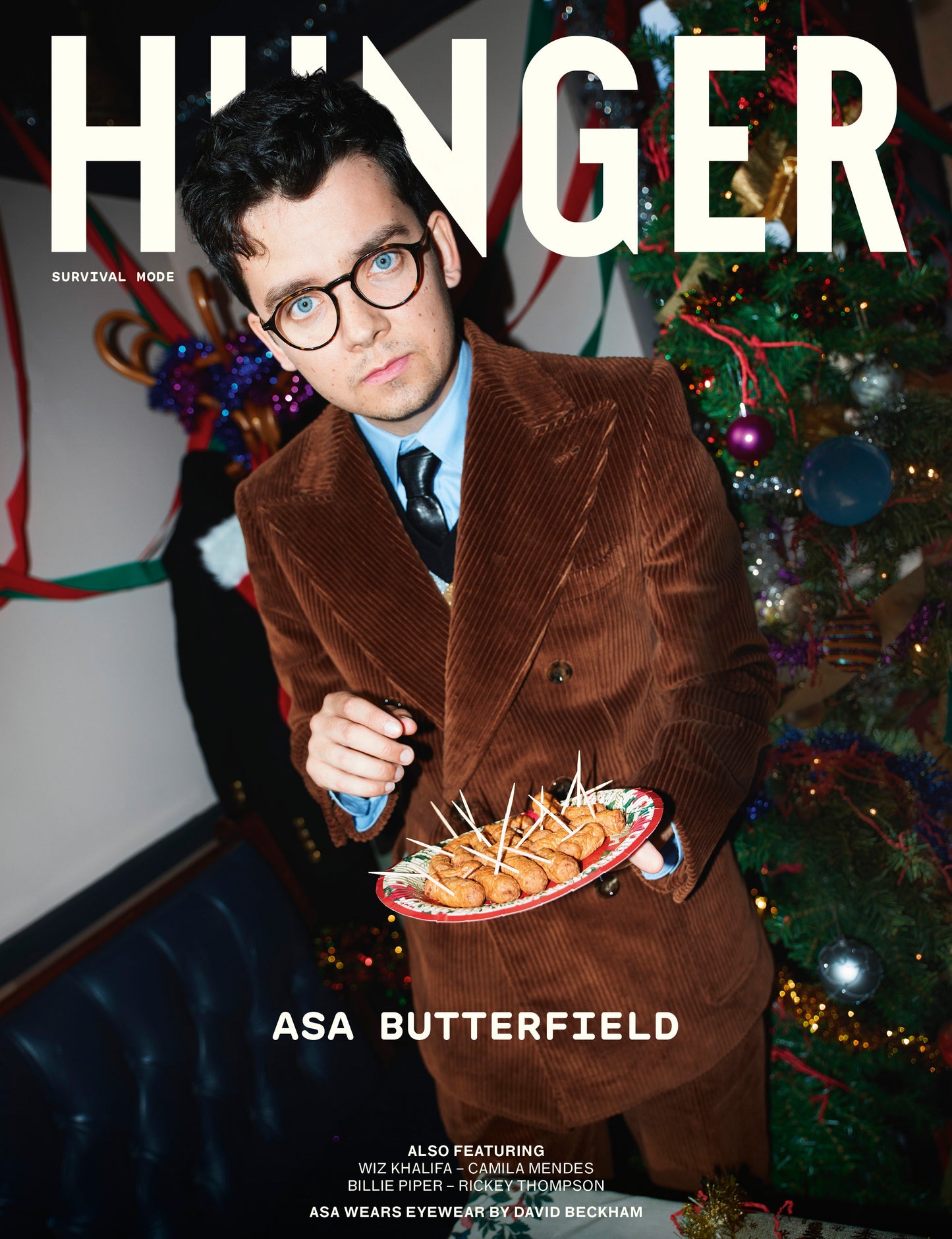 Asa Butterfield covers the Survival Mode issue in Eyewear by David Beckham (Christmas Cover)